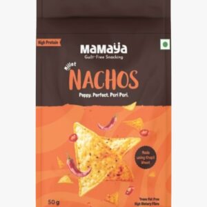 spicy nachos, peri peri chips, millet snack, baked Indian chips